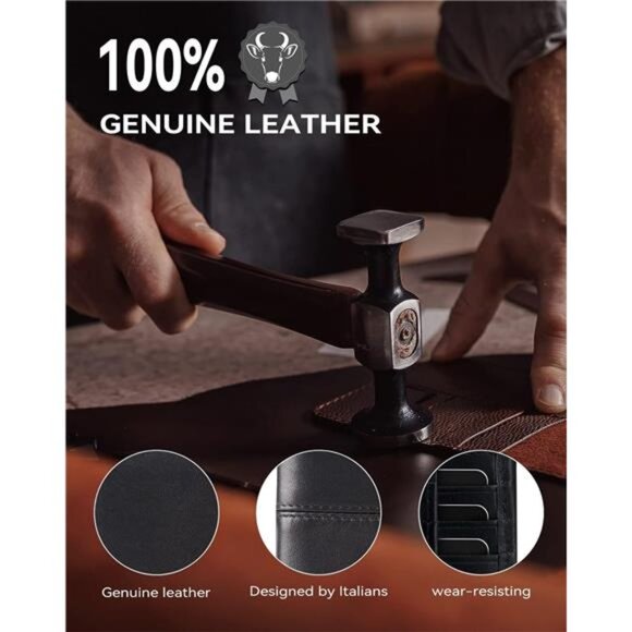 Mens Wallet Rfid Blocking Leather Wallet for Men Bifold Wallets - Picture 4 of 7